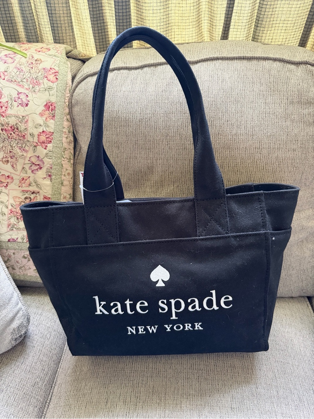 Kate Spade New York BLACK large Canvas Tote - NWT